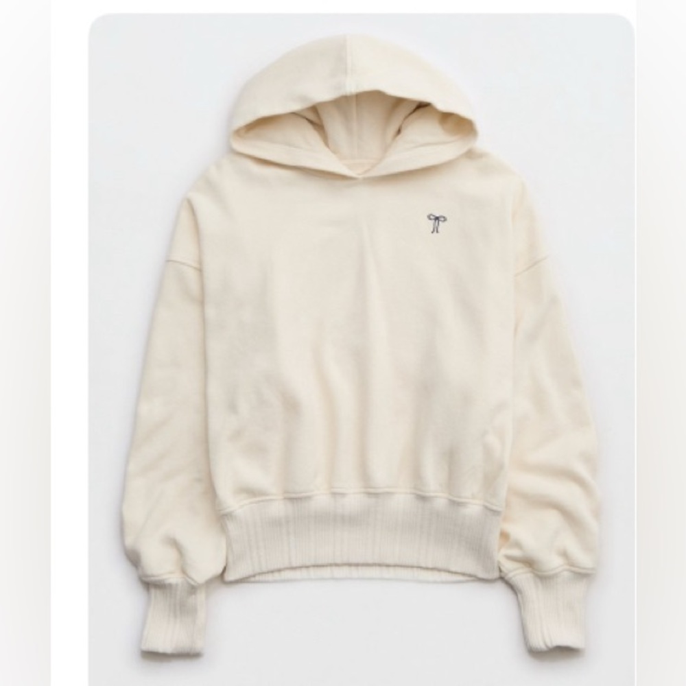 Aerie Bow Off-White Hoodie women’s size large not oversized.